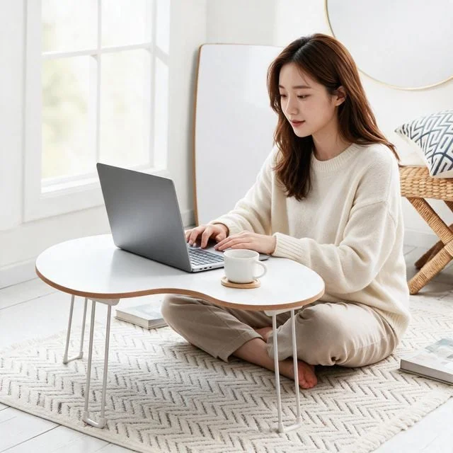 접이식 테이블 책상 소형 원룸 좌식 간이 식탁 상 하부 거실 공부방 상판 화이트