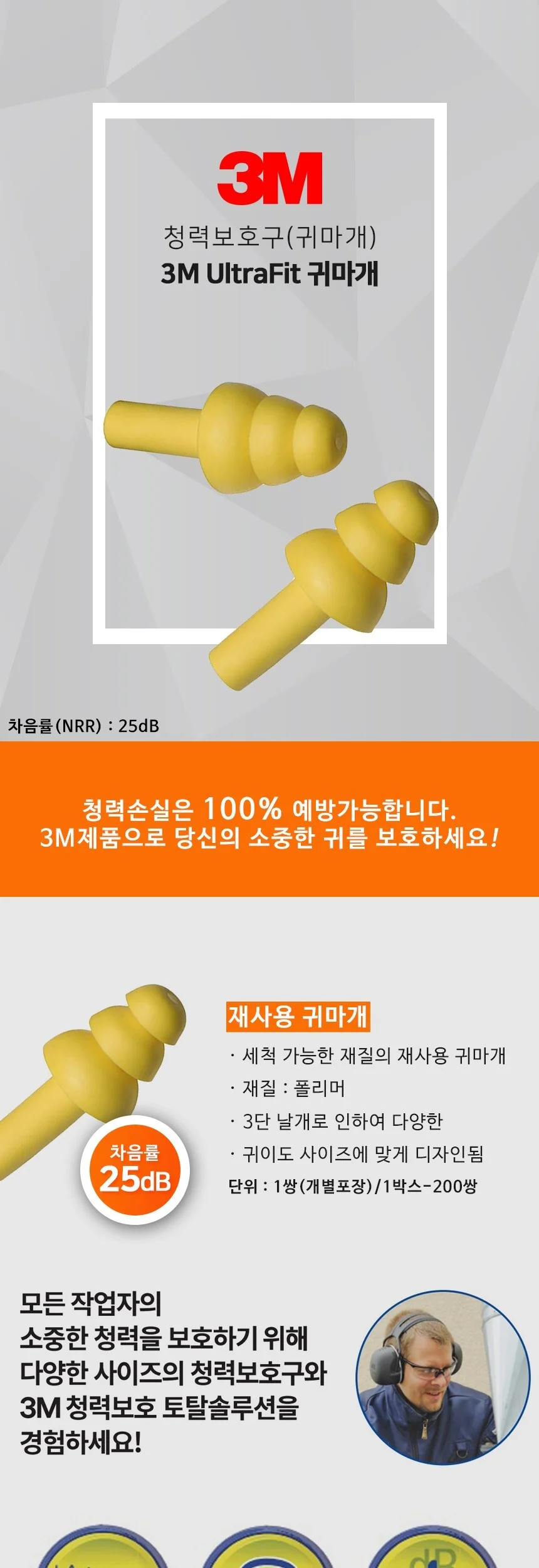 3M UltraFit 귀마개 이어플러그 청력보호 상세2