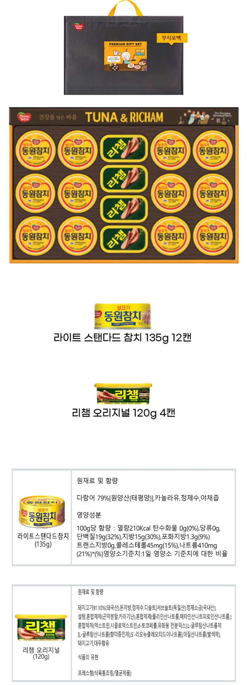 햄 혼합선물세트 동원 참치 리챔 세트 추석선물 명절선물 상세1