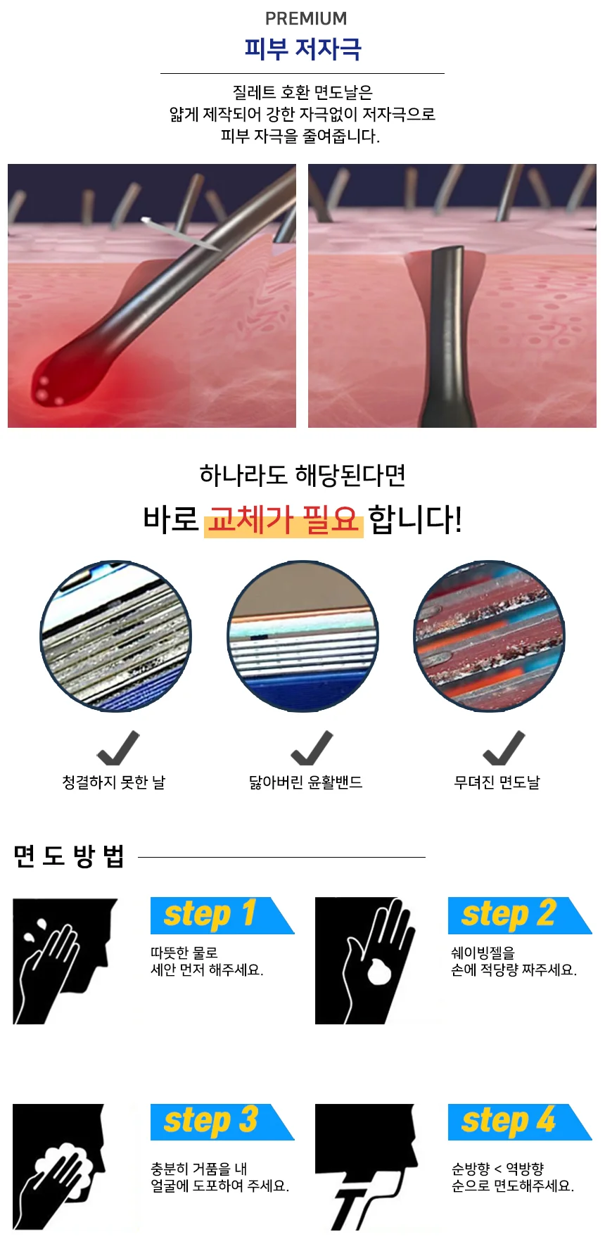 질레트 호환용 면도날 파워(4개입) 2세트 상세3