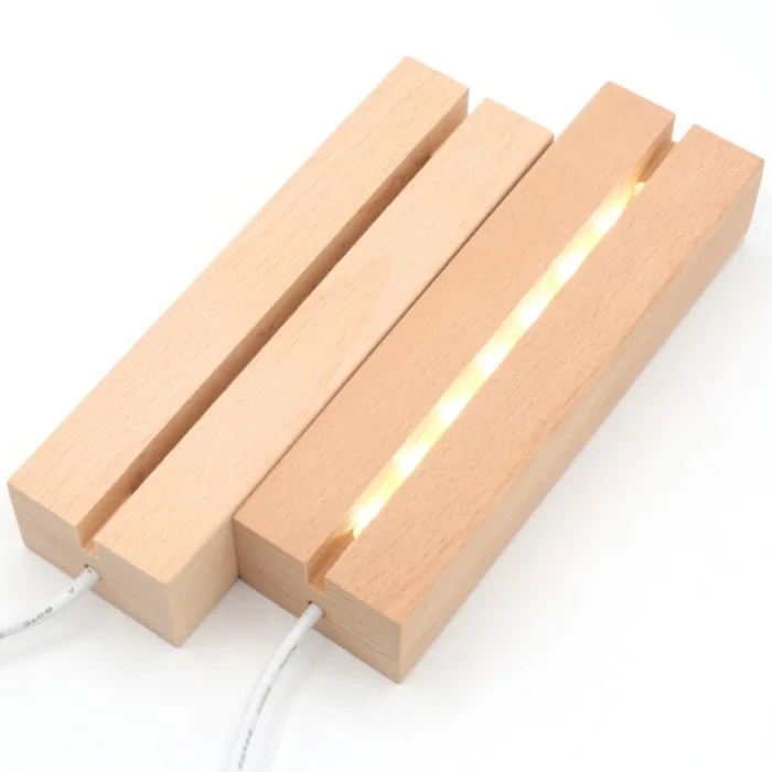 LED 아크릴 무드등 우드 받침대 15cm 조명 베이스