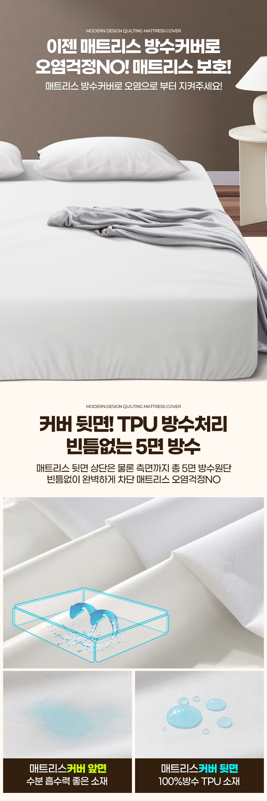 슈퍼 싱글 침대보 매트리스 커버 침대 방수 패드 매트 상세4