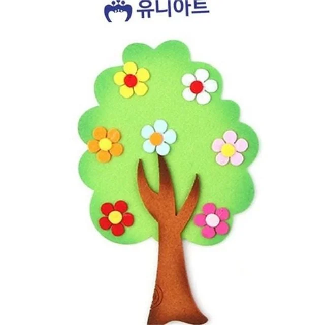 펠트 꽃나무 펠트 장식 어린이 공예 나무 어린이집 인테리어 유치원 조형물 만들기 아트 모빌 학습 재료