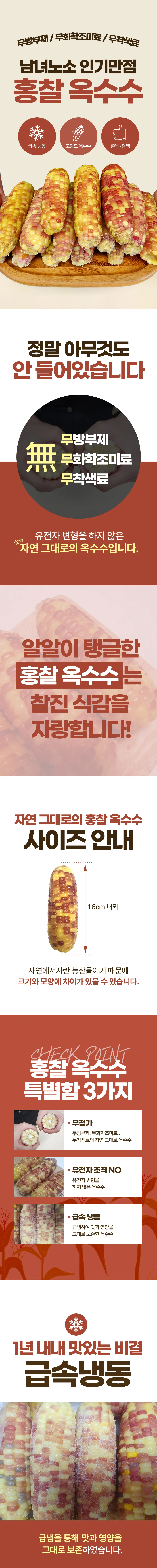 냉동 찐 홍찰옥수수 특(16cm 내외) 20개 상세1