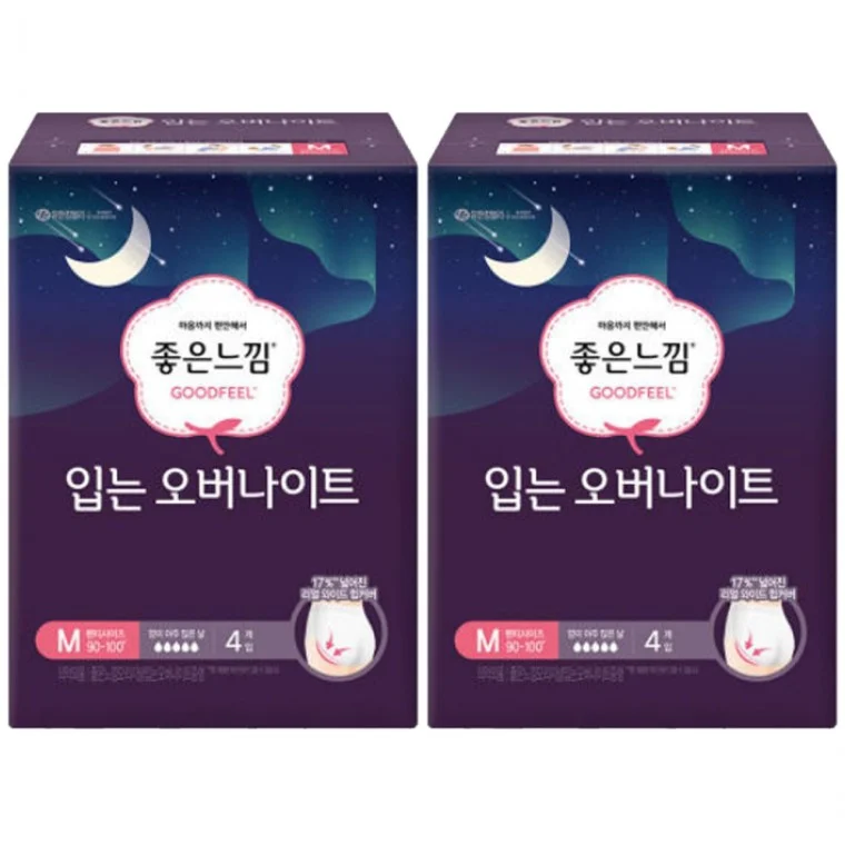 좋은느낌 입는 오버나이트 중형 4입 x 2팩