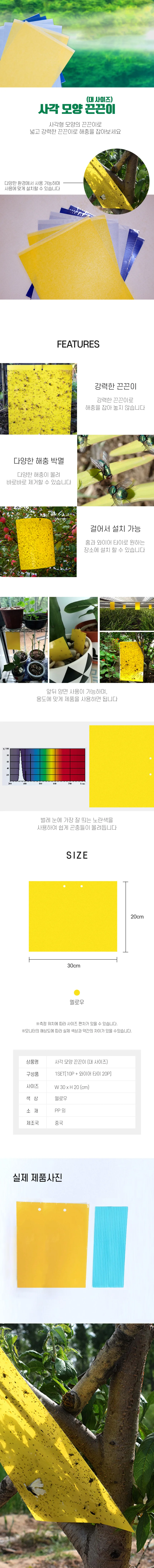 사각 끈끈이 트랩 10매 초파리 벌레 파리 해충 퇴치 상세2