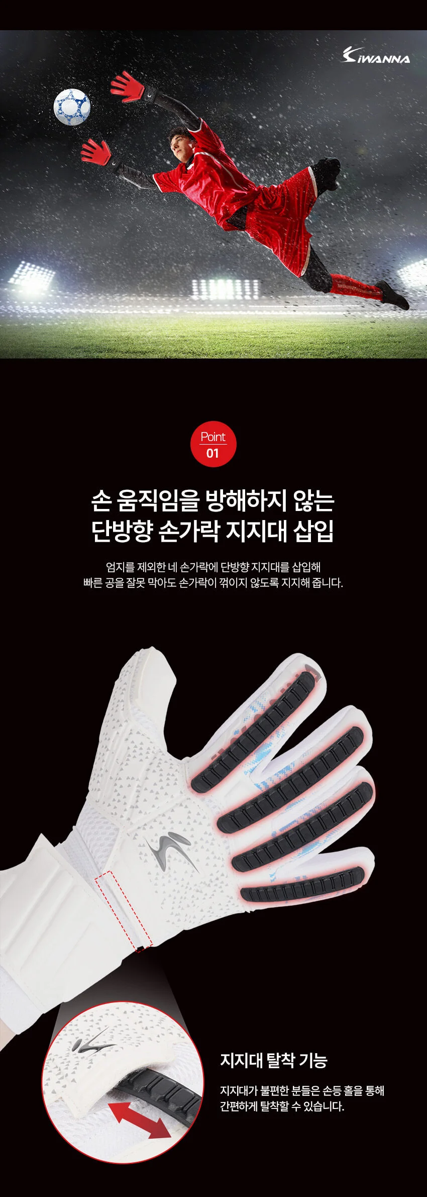 아이워너 손가락 꺾임 방지 골키퍼 장갑 상세5