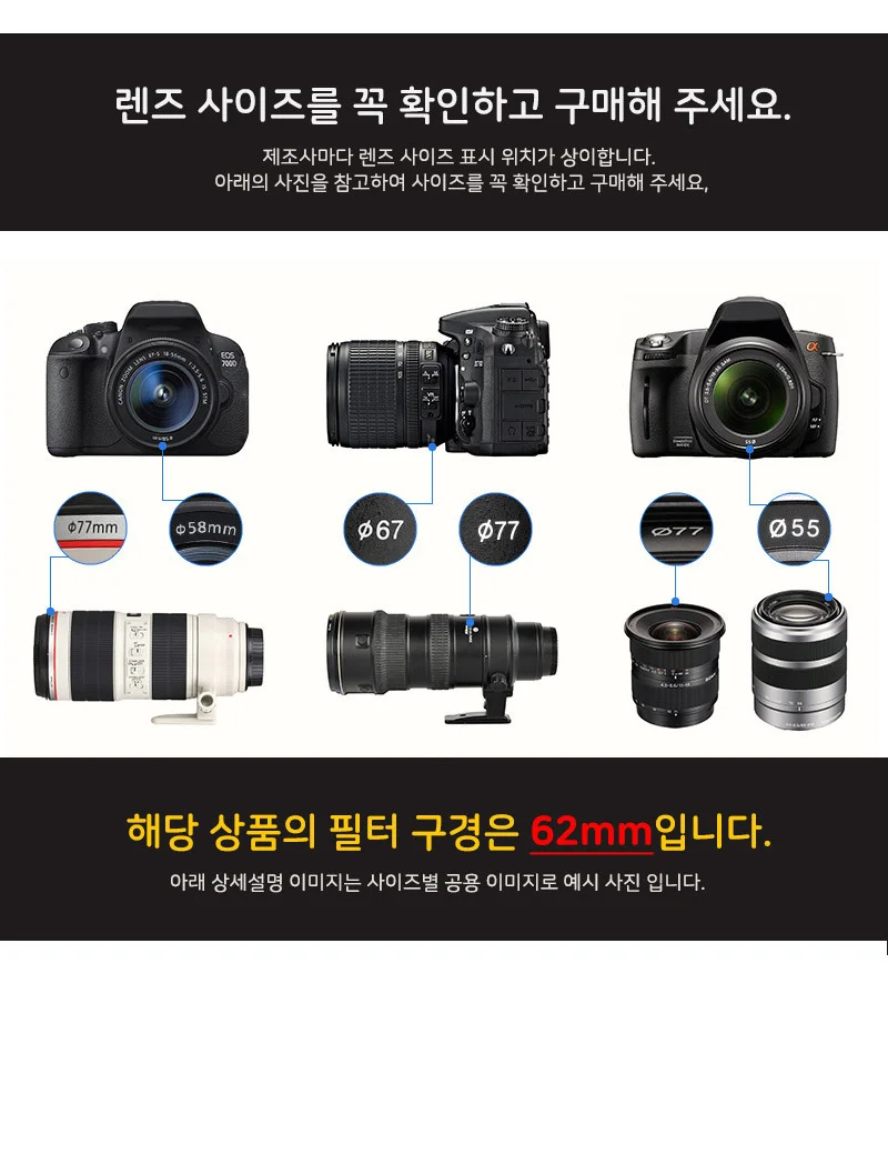 Cuely CPL 62mm 필터 편광 캠코더 DSLR 카메라 보호 상세2