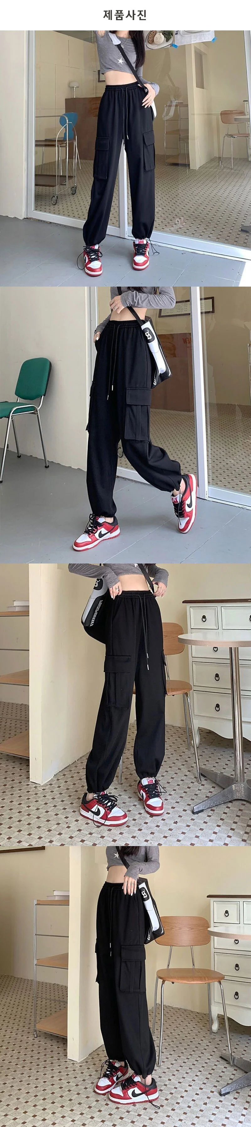 여성 포켓 카고 팬츠 봄 여름 조거 바지 상세4