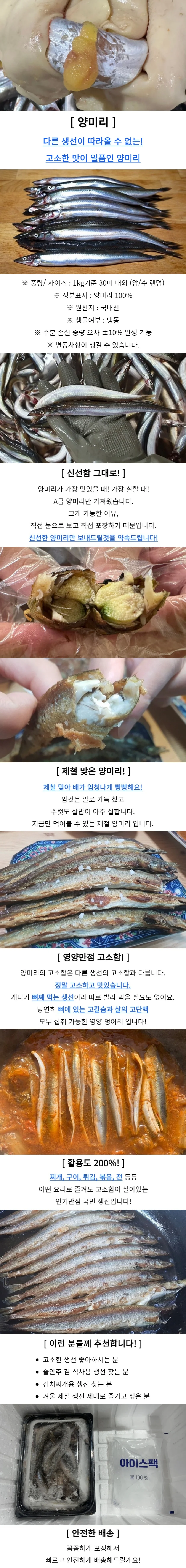 냉동 양미리 3kg 알배기양미리 양미리조리 냉동해산물 상세1