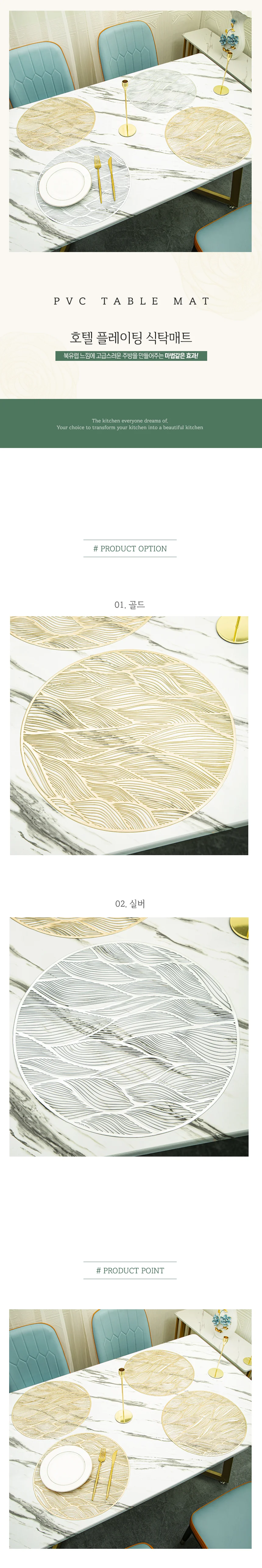 원형 PVC 실리콘 식탁 투명 매트 테이블 깔개 레이스 상세1