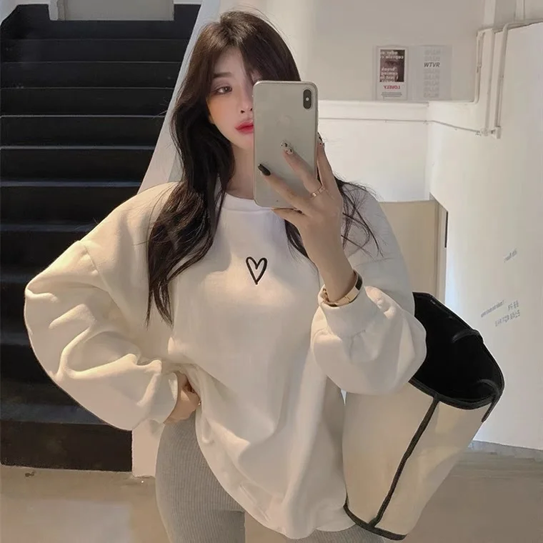 화이트 하트 긴팔 맨투맨 티셔츠 상세5