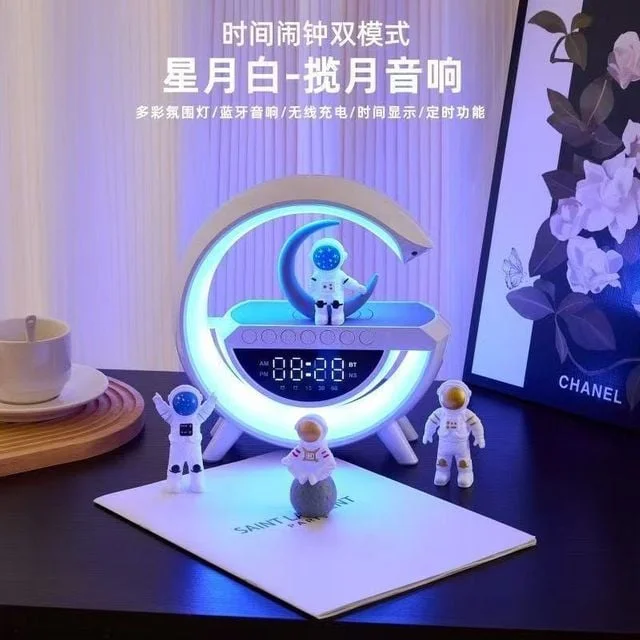 무선 충전 알람시계 블루투스 스피커 LED 디지털 표시 무드등 화이트 노이즈 상세1