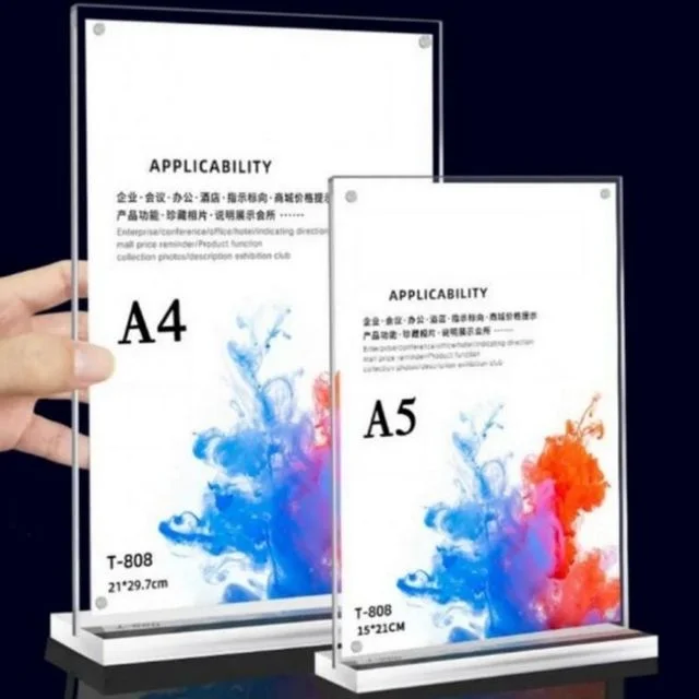 아크릴 명찰 케이스 포켓 쇼케이스 메뉴판 거치대 세로형 안내판 POP꽂이 양면 사원증