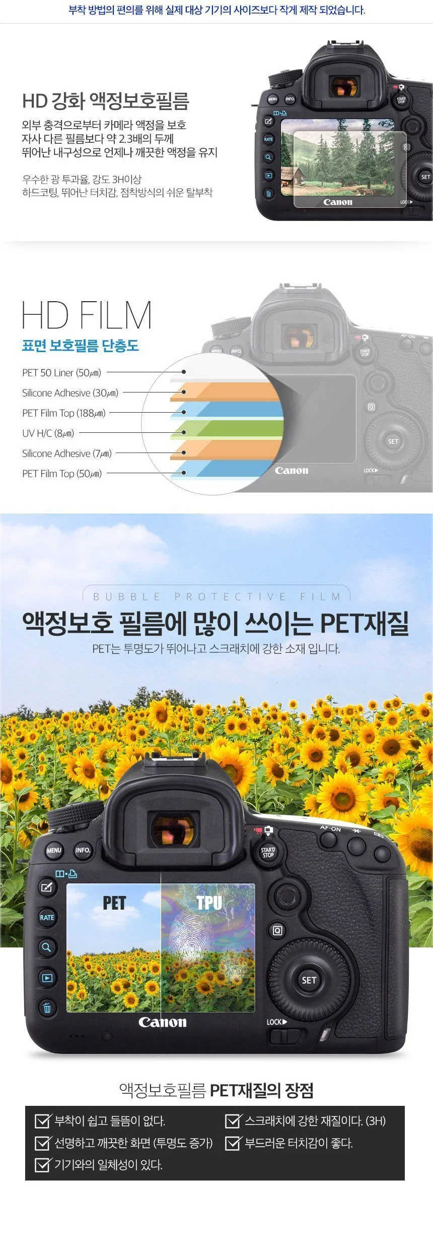 버블 HD강화필름 2장 A5000 액정필름 상세4