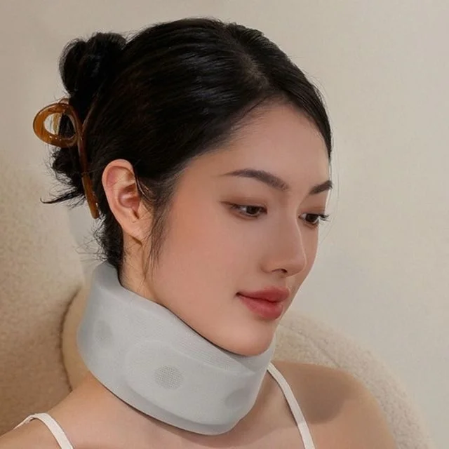연한회색 메모리폼 통풍 메쉬 목보호대 경추보호대 목지지대 목받침 거북목 목보조기 경추