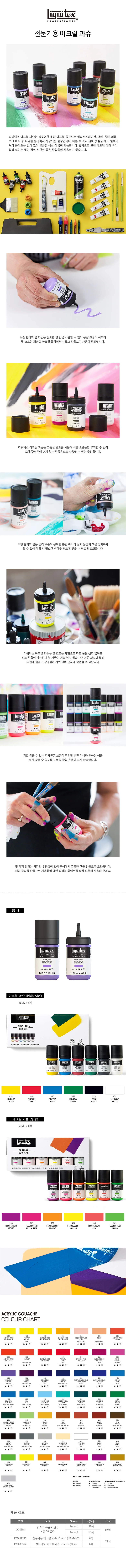 리퀴텍스 아크릴 과슈 59ml 6색 세트 (형광) 상세1