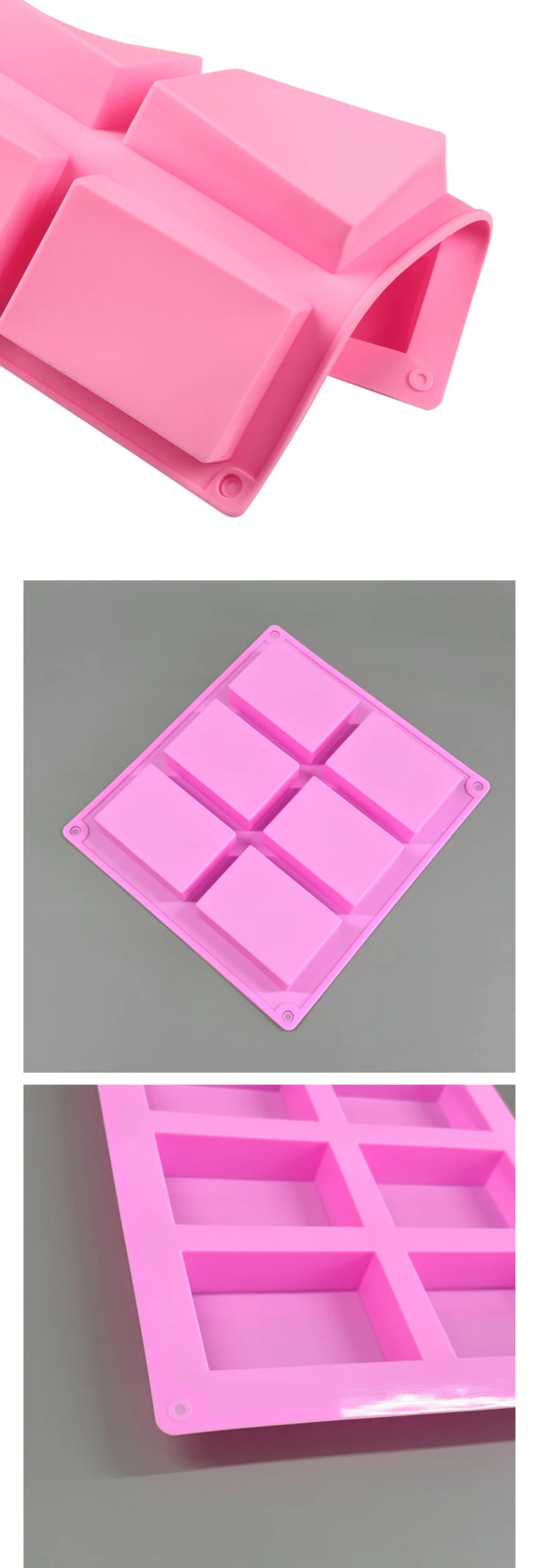 비누 몰드 6구 실리콘 사각 만들기 DIY 공예 재료 성형용 상세4