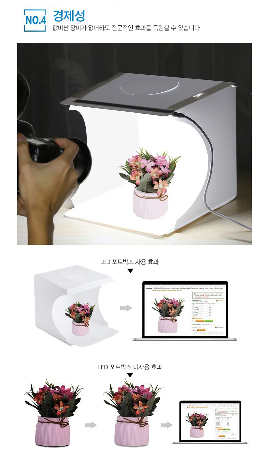 포토박스 셀프미니 스튜디오 사진관촬영 LED 제품40Cm 상세5