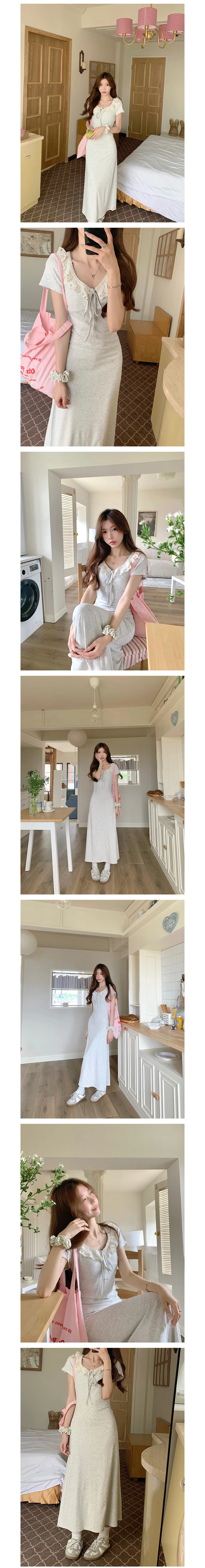 그레이 프릴 레이스 카라 롱 상세2
