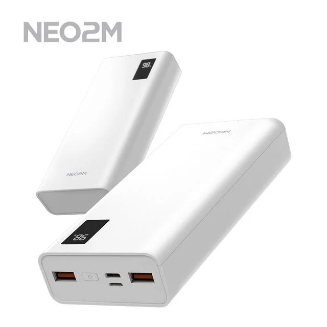 흰색 보조배터리 20000mAh 고속충전 슬림형 휴대용 외장배터리