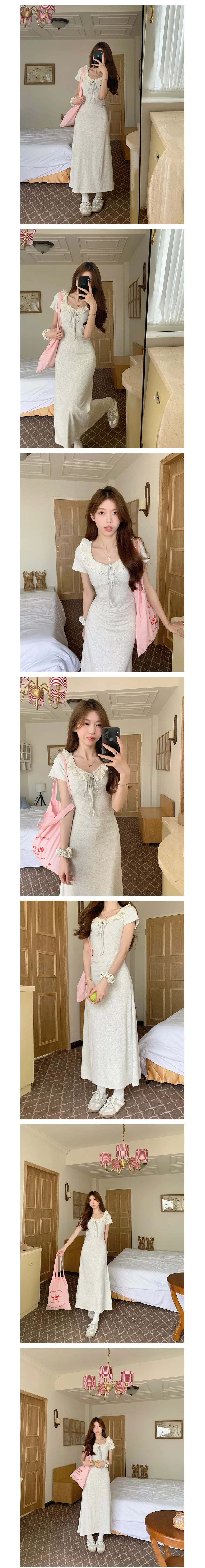 그레이 프릴 레이스 카라 롱 상세1
