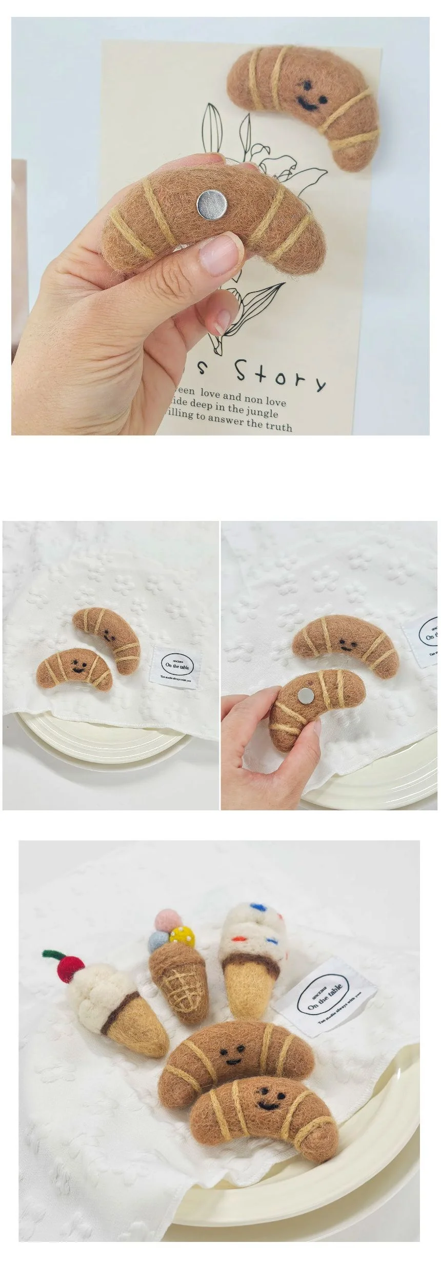 울 핸드메이드 크루아상 마그넷 냉장고 자석 2개입 상세5