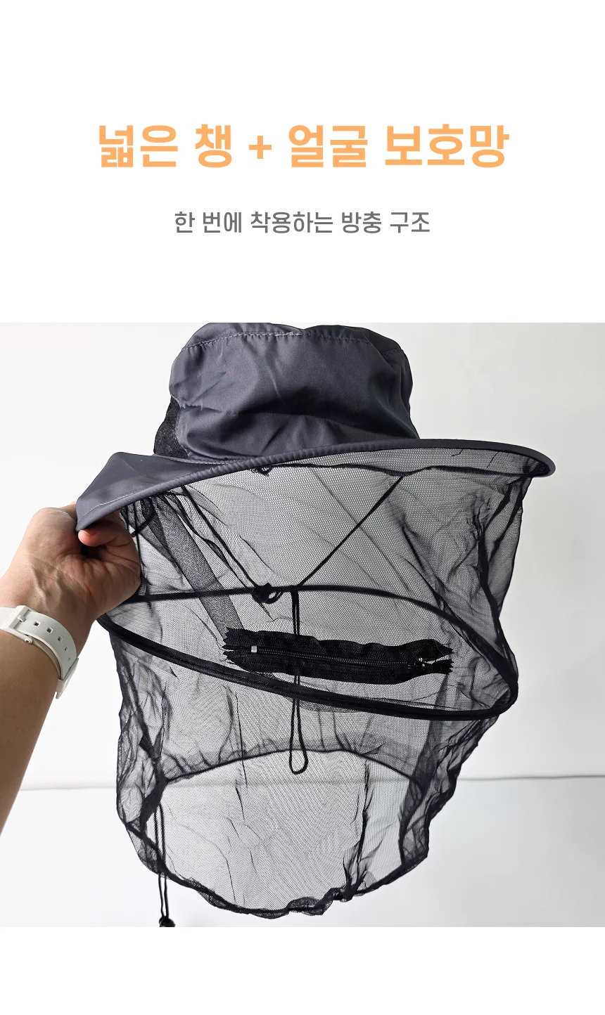 낚시 모기망 모자 벌레차단 망사 얼굴가리개 상세4