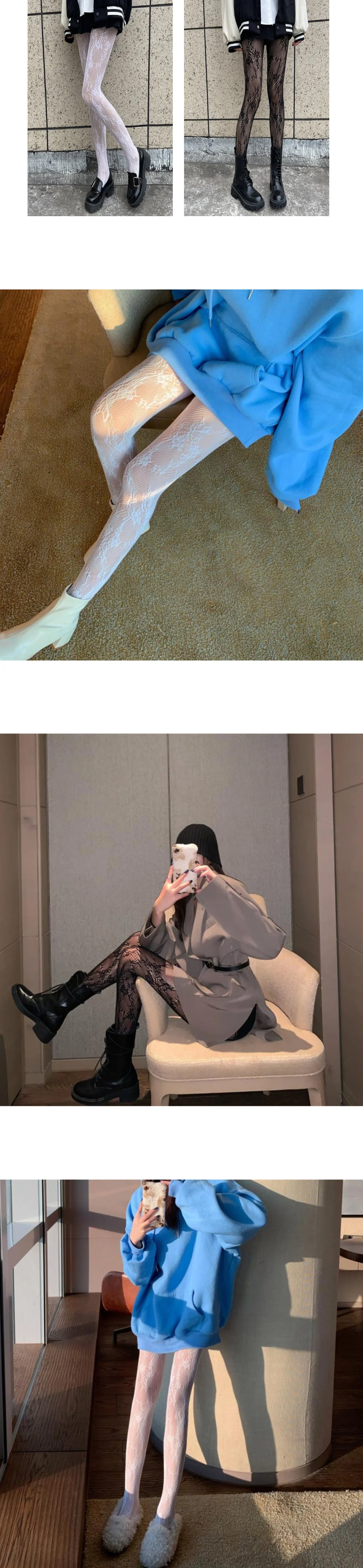 꽃덩굴 패턴 망사스타킹 이벤트 시스루 클럽룩 스타킹 팬티스타킹 레이스스타킹 상세3