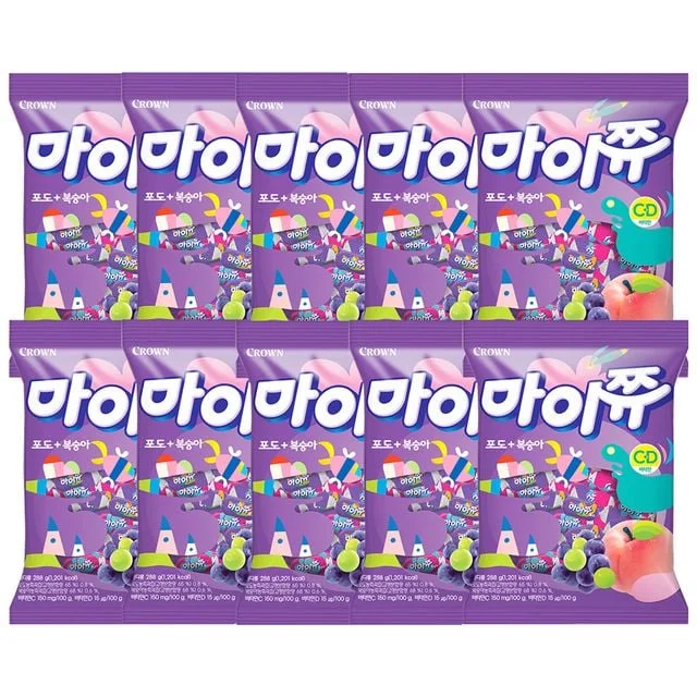 크라운 마이쮸 포도 복숭아 288g x 10개 x 1박스