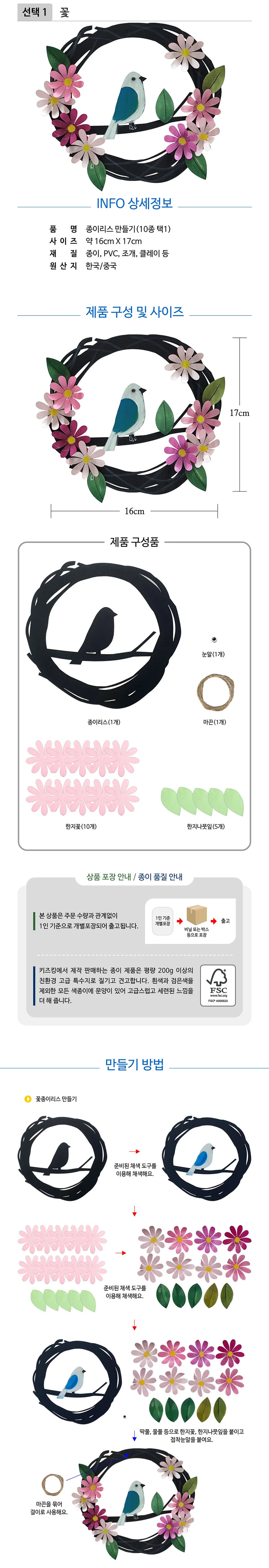 종이리스 10종 택1 다람쥐2 크리스마스장식 리스장식 벽걸이 트리데코 상세2