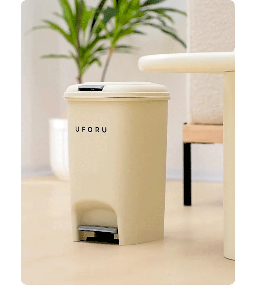 거실 주방 베이지 페달 쓰레기통 15L 20L 가정용 쓰레기통 휴지통 상세2