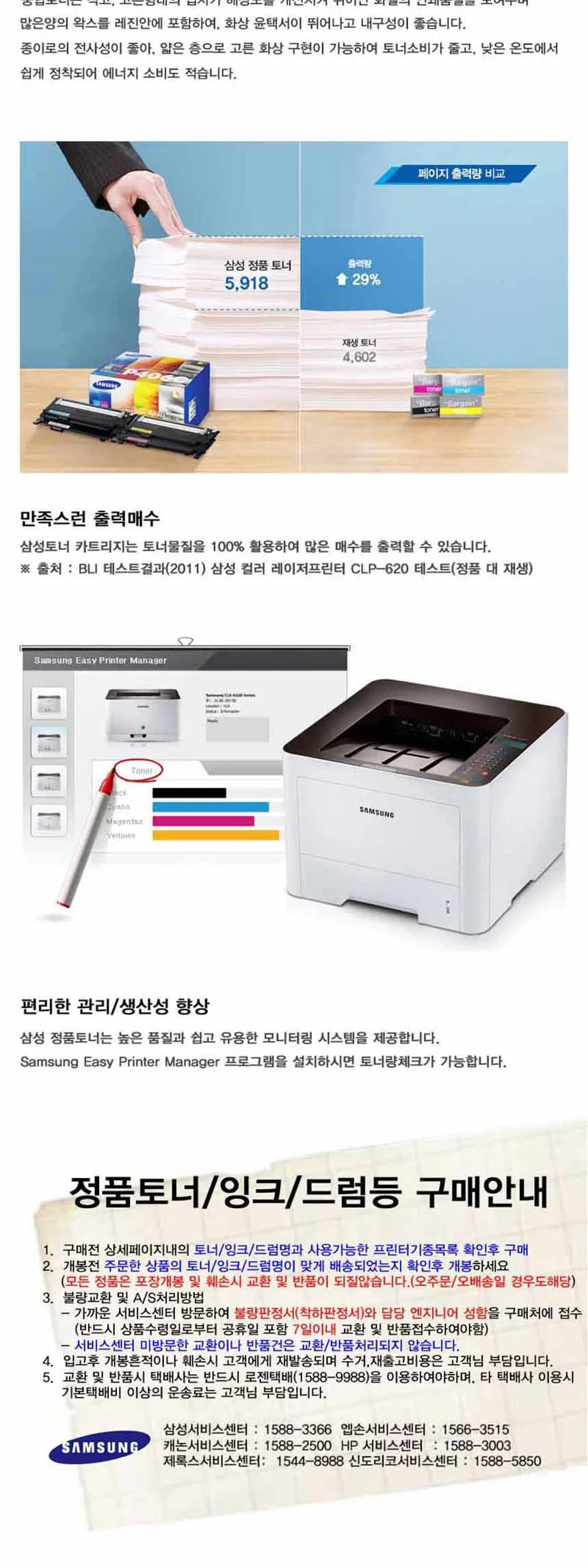 삼성정품 CLP-680ND 컬러 레이저프린터 토너 4색세트 상세3