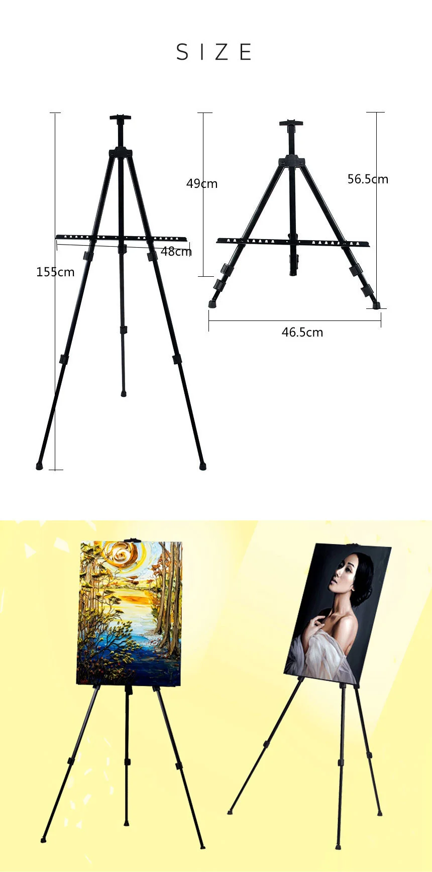 LW 3단 휴대용 접이식 이젤 삼각받침대 회화 전시회 받침대 거치대 상세3