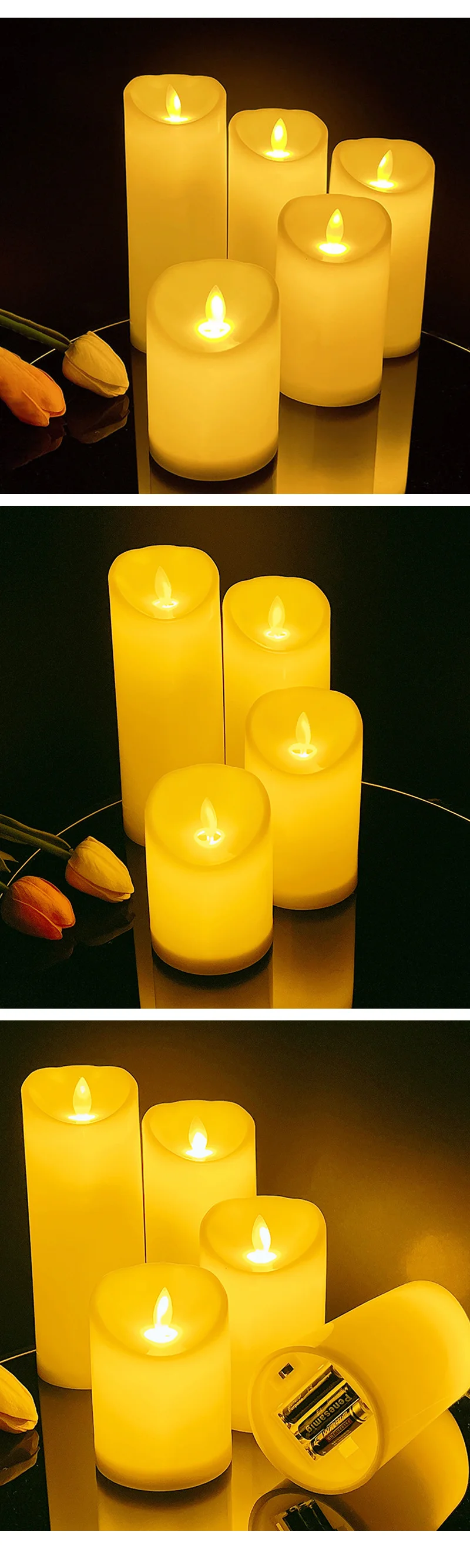 LED 양초 촛불 2size 전기 건전지 전자 인조 캔들 상세4