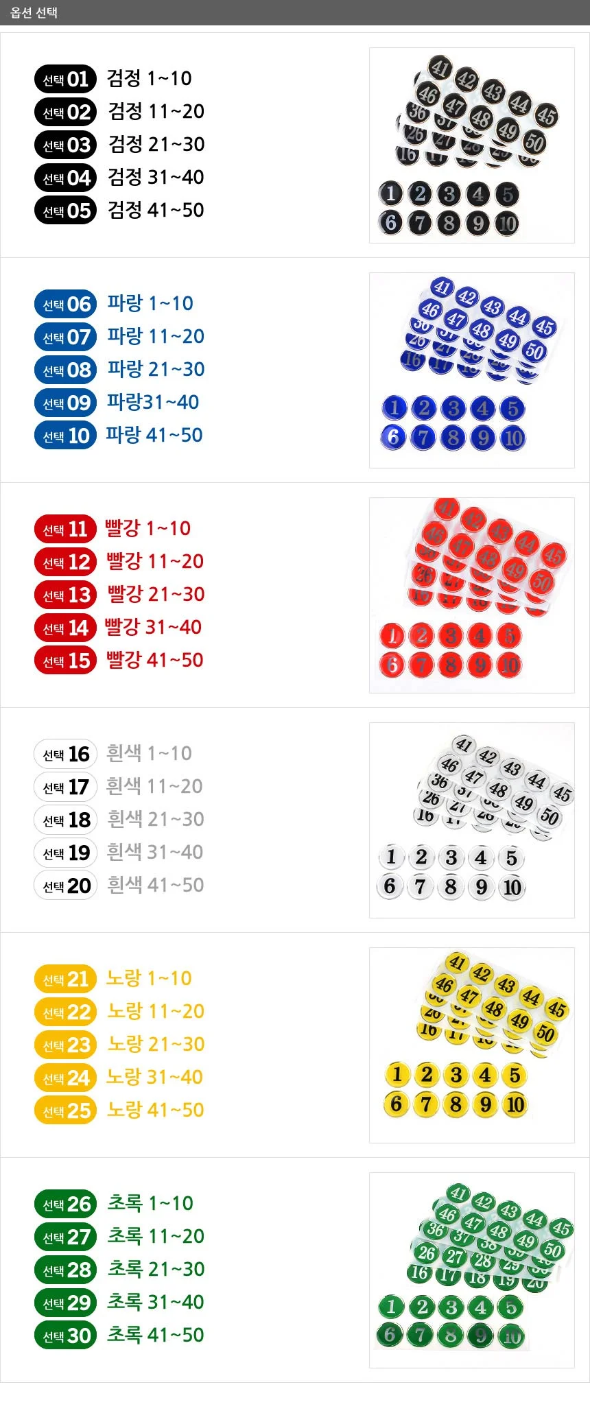 컬러 원형 번호판 표시 숫자 사물함 식당 에폭시 부착 테이블 스티커 상세2