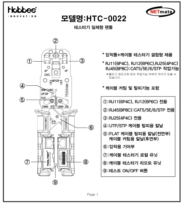 랜케이블 테스터기 네트워크 배선 오류 진단기 랜툴형 상세4