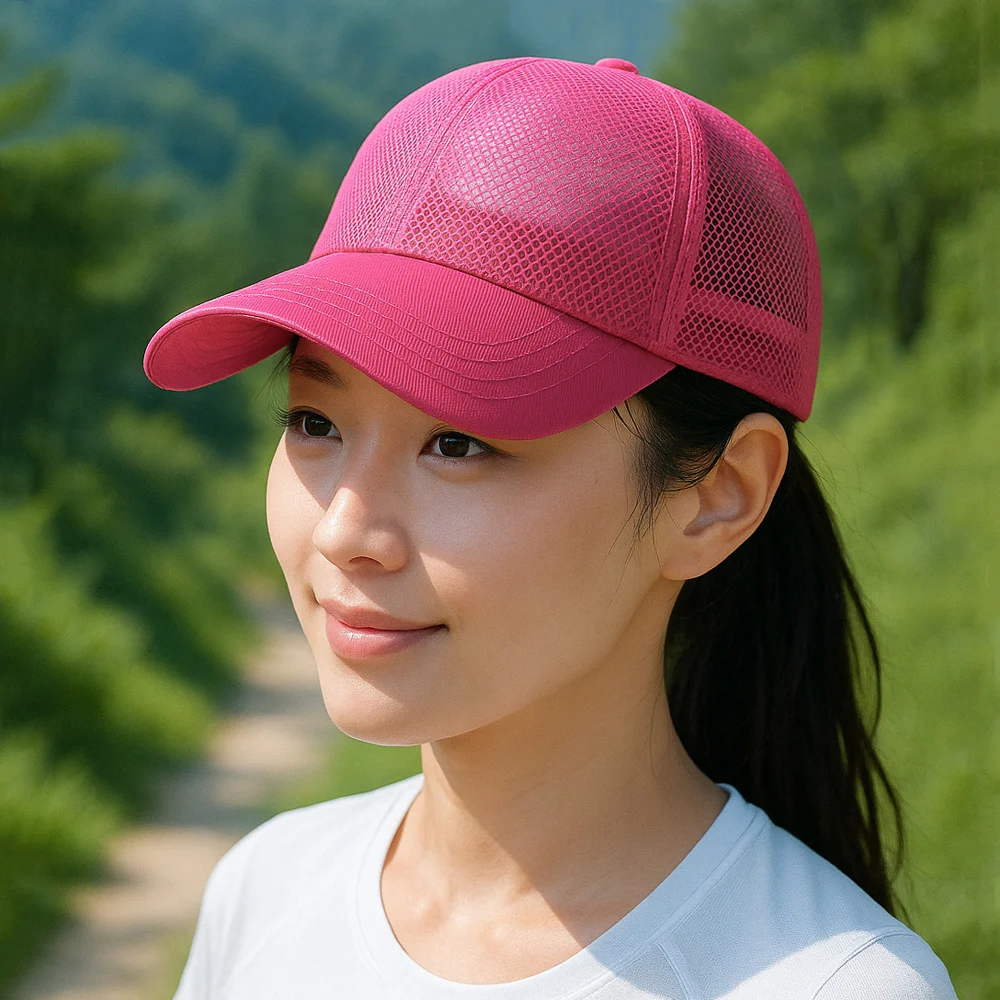 라이트 메쉬 캡모자(핑크) 자외선차단 볼캡