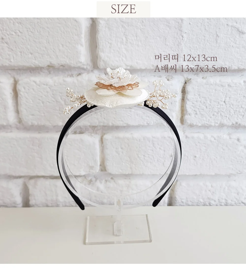 화이트 크리스탈 진주 배씨머리띠 상세3