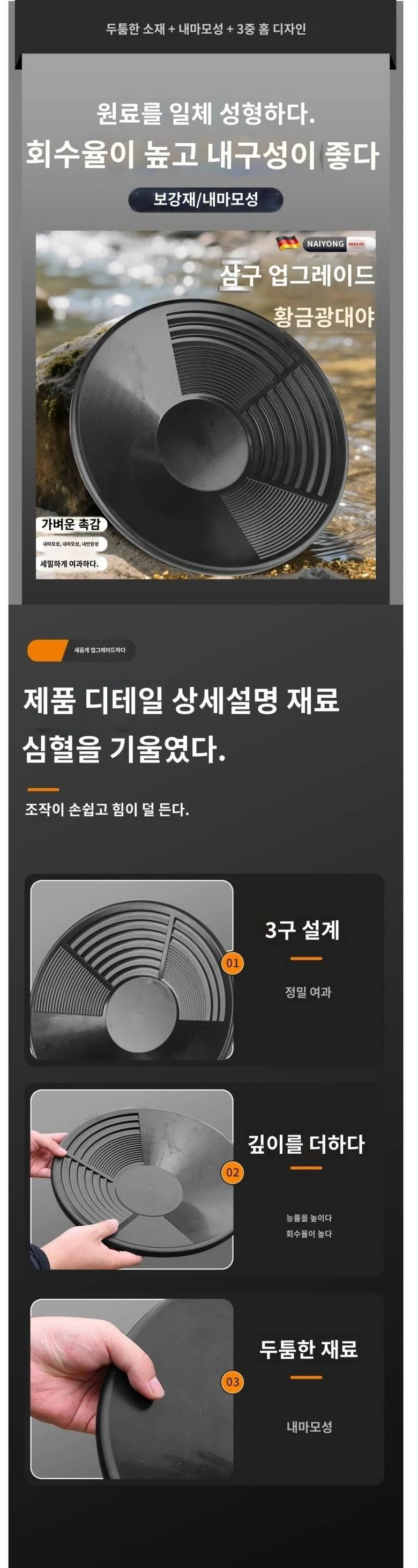 사금채취 패닝접시 바구니 세트 사금채취도구 수납품 상세4