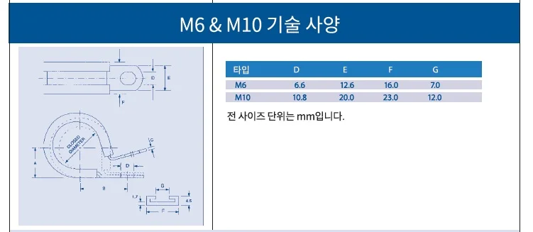 OPM 영국 JCS P클립 마일드스틸(코팅) 고온라이너TPE160 (-50도-160도) 52mm(M10) 상세4