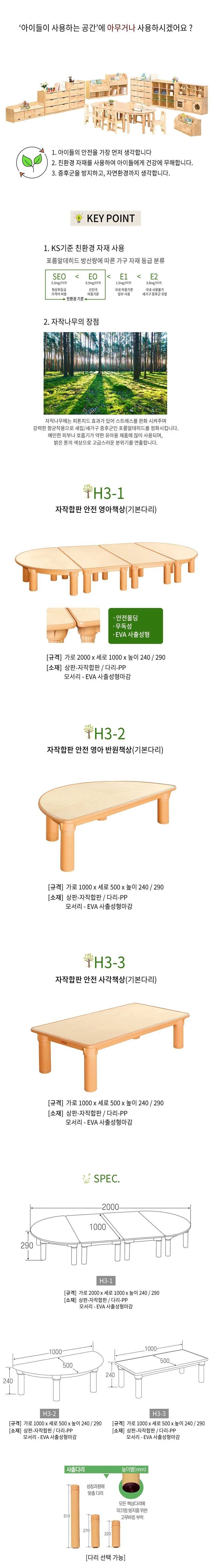 1 자작합판 영아 H3 어린이 책상 안전 어린이집 유아 상세1