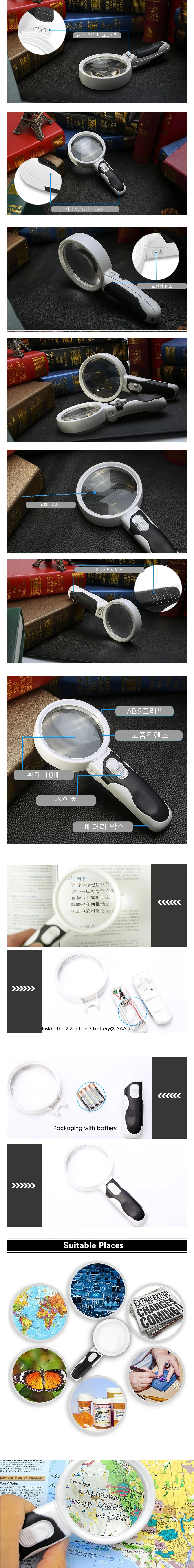 돋보기 10배 루페 확대경 백라이트 led조명 렌즈 독서 상세4