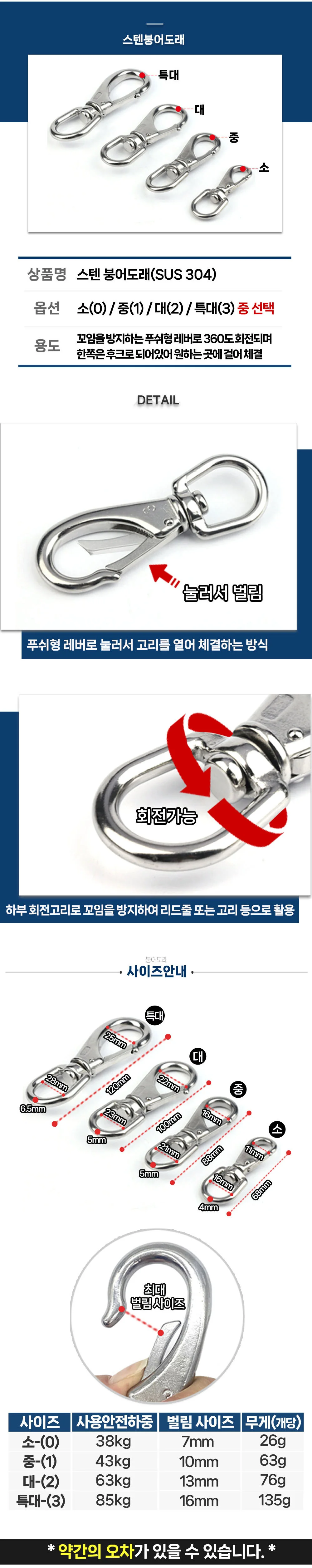 루미나D 붕어도래 m6 대2 m7 특대3 낚시 야외 휴대 레저 장비 상세1