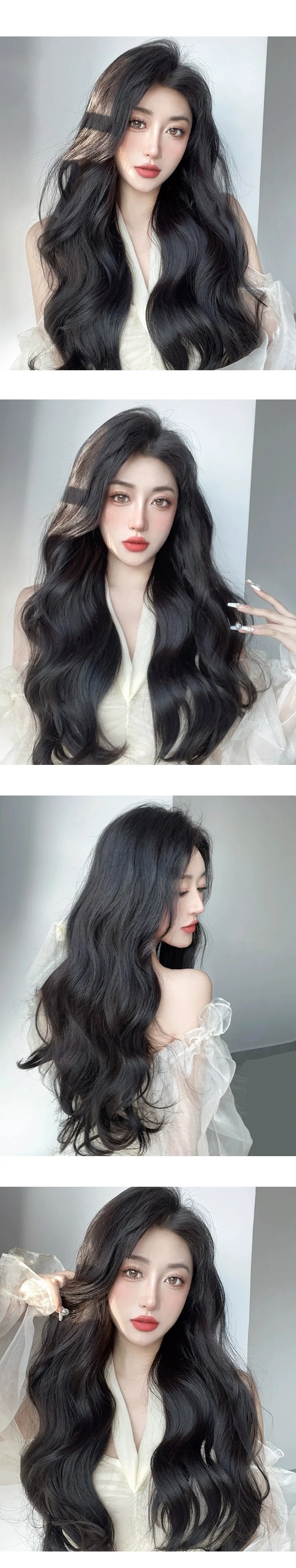 롱 헤어 피스 웨이브 붙임머리 가발 똑딱이 부분 60cm 상세4