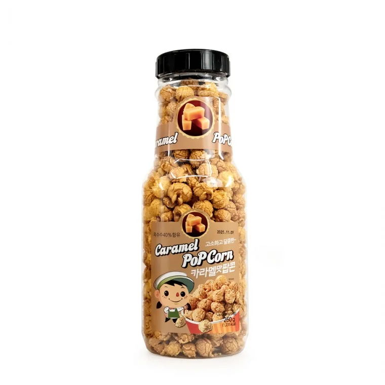 kimspp 고소하고 달콤한 카라멜맛 팝콘(260g) 카라멜팝콘 보틀형 저금통 팝콘통