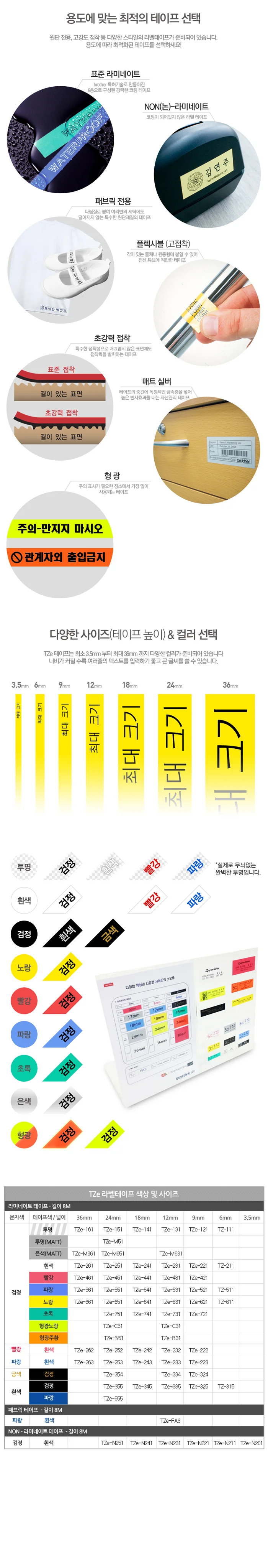 정품 브라더 라벨테이프 카트리지 모음 상세4