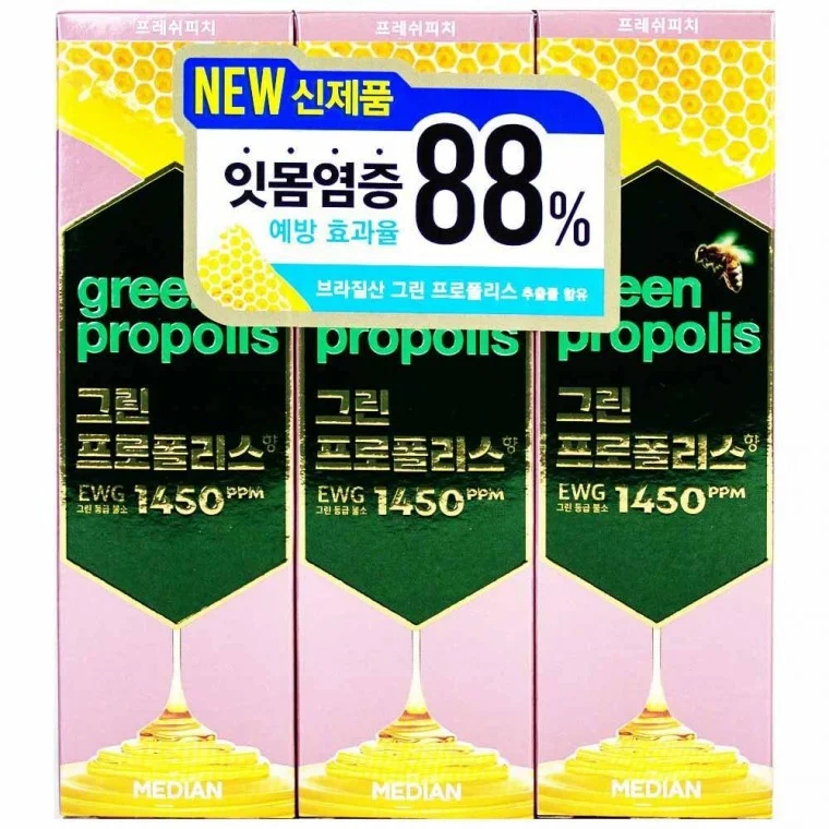 메디안 그린 프로폴리스향 홈패밀리치약 프레쉬피치 100gx3개